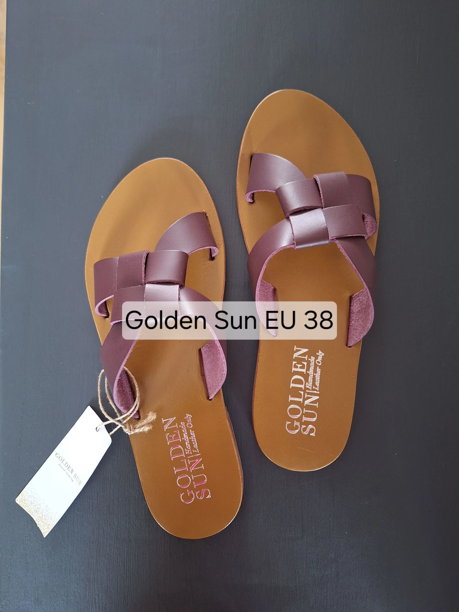 Golden Sun burgundy paarse leren slippers 38